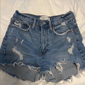 Abercrombie & Fitch Blue Distressed Denim Shorts